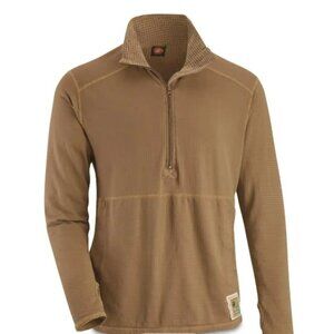 USMC Surplus FROG Grid Fleece Half Zip Pullover Shirt, Coyote, Large, New